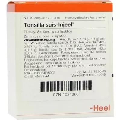 TONSILLA SUIS Ampollas Injeel, 10 piezas
