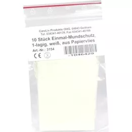 MUNDSCHUTZ PAPIERVLIES con goma elástica blanca, 10 unidades