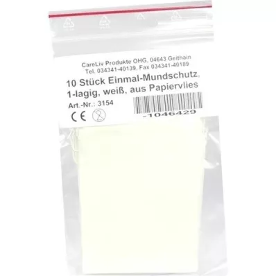 MUNDSCHUTZ PAPIERVLIES con goma elástica blanca, 10 unidades