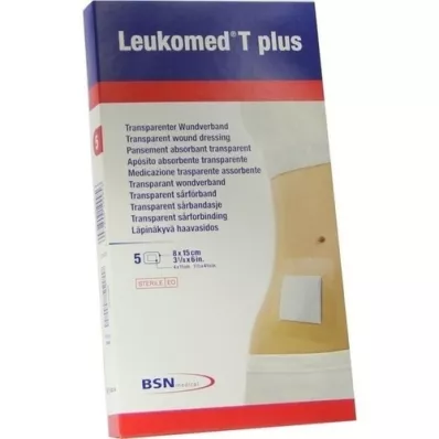 LEUKOMED apósitos estériles transp.plus 8x15 cm, 5 unidades