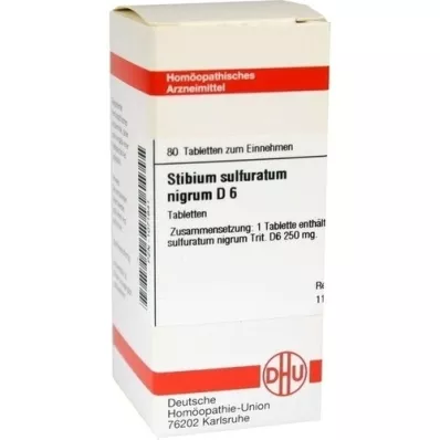 STIBIUM SULFURATUM NIGRUM D 6 tabletas, 80 piezas STIBIUM SULFURATUM NIGRUM D 6 tabletas, 80 piezas