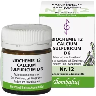 BIOCHEMIE 12 tabletas de calcio sulfuricum D 6, 80 piezas