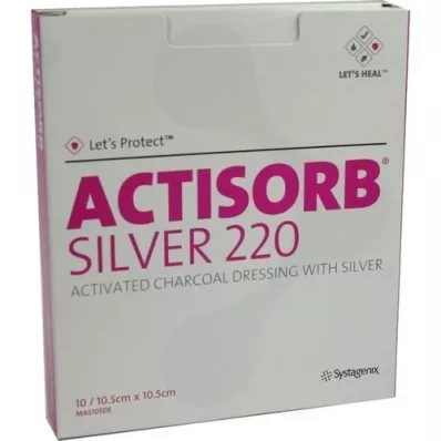 ACTISORB 220 Compresas estériles plateadas de 10,5x10,5 cm, 10 unidades