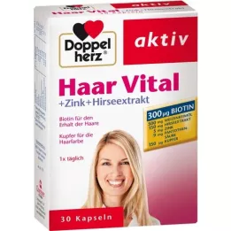 DOPPELHERZ Hair Vital + Zinc + Cápsulas de extracto de mijo, 30 piezas