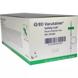 BD VACUTAINER Juego de extracción de sangre Safety Lok 21 G 18 cm, 50 piezas