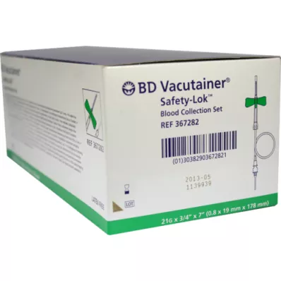 BD VACUTAINER Juego de extracción de sangre Safety Lok 21 G 18 cm, 50 piezas