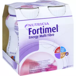 FORTIMEL Energy MultiFibre sabor fresa, 4X200 ml