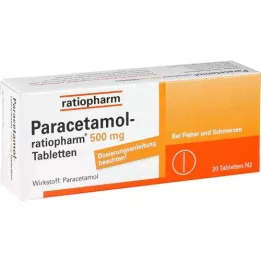 PARACETAMOL-Ratiofarm 500 mg tabletas, 20 piezas