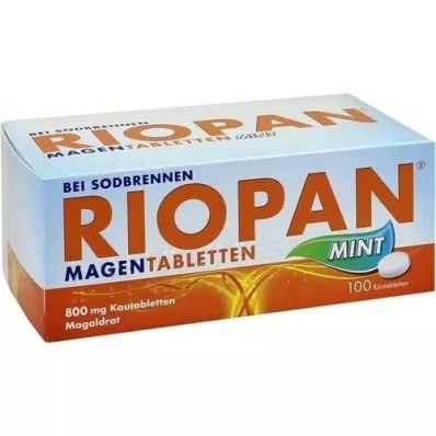 RIOPAN Tabletas para el estómago de menta, tabletas masticables de 800 mg, 100 piezas
