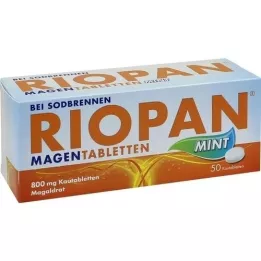 RIOPAN Tabletas para el estómago Mint 800 mg tabletas masticables, 50 piezas