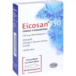 EICOSAN 750 cápsulas blandas concentradas de Omega-3, 60 piezas