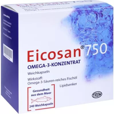 EICOSAN 750 cápsulas blandas concentradas de omega-3, 240 piezas