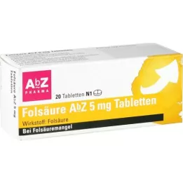 FOLSÄURE AbZ 5 mg comprimidos, 20 unidades
