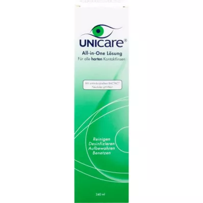 UNICARE Solución todo en uno para todas las lentes de contacto duras, 240 ml