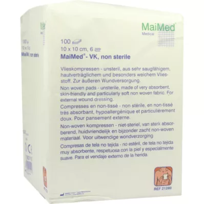 VLIESKOMPRESSEN 10x10 cm no estéril 6 veces, 100 unidades
