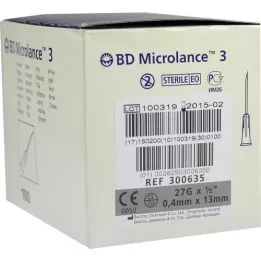 BD MICROLANCE 3 cánulas especiales 27 G 1/2 0,4x13 mm, 100 piezas