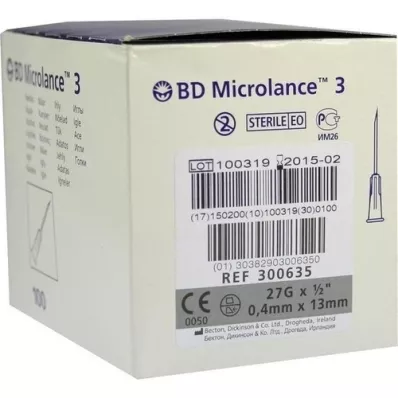BD MICROLANCE 3 cánulas especiales 27 G 1/2 0,4x13 mm, 100 piezas