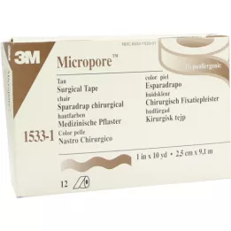 MICROPORE Parche polar 2,5 cm x 9,1 m piel 1533-1, 12 piezas