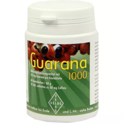GUARANA 1000 mg comprimidos masticables, 60 unidades