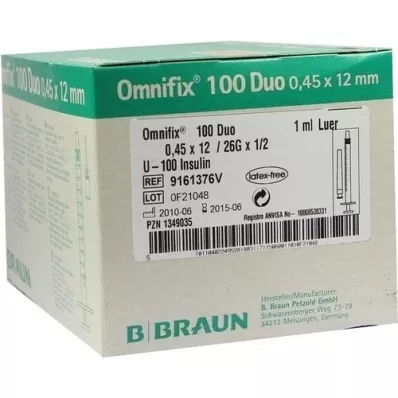 OMNIFIX Duo 100 jeringas de insulina 1 ml, 100X1 ml