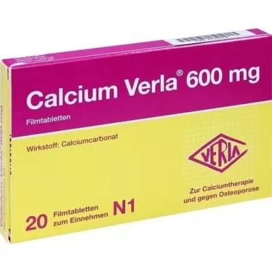 CALCIUM VERLA 600 mg comprimidos recubiertos con película, 20 unidades CALCIUM VERLA 600 mg comprimidos recubiertos con película, 20 unidades