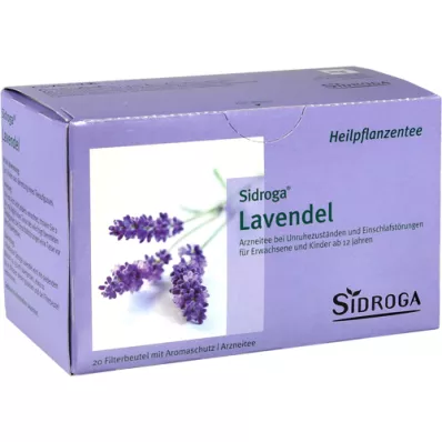 SIDROGA Bolsas filtrantes para té de lavanda, 20X1,0 g