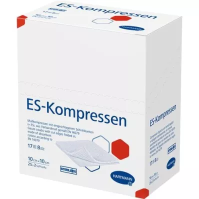 ES-KOMPRESSEN estéril 10x10 cm 8 veces, 25X2 uds ES-KOMPRESSEN estéril 10x10 cm 8 veces, 25X2 uds