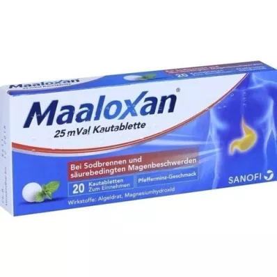 MAALOXAN comprimidos masticables de 25 mVal, 20 unidades