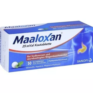 MAALOXAN comprimidos masticables de 25 mVal, 50 unidades
