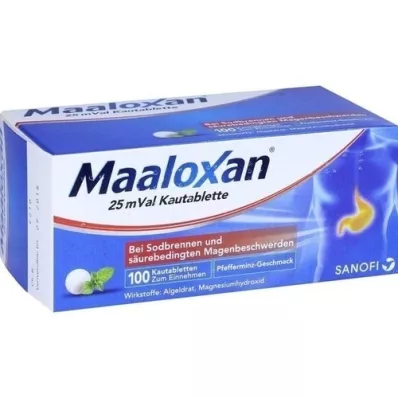 MAALOXAN Tabletas masticables de 25 mVal, 100 unidades