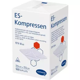 ES-KOMPRESSEN no estéril 7,5x7,5 cm 8 veces, 100 piezas