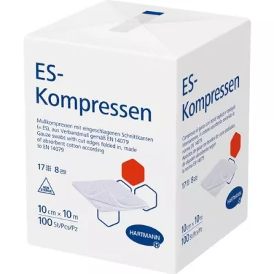 ES-KOMPRESSEN no estéril 10x10 cm 8 veces, 100 unidades