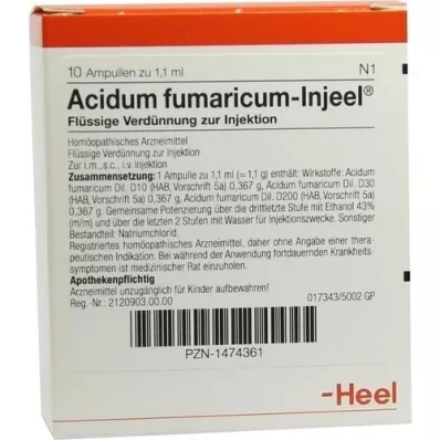 ACIDUM FUMARICUM INJEEL Ampollas, 10 piezas ACIDUM FUMARICUM INJEEL Ampollas, 10 piezas