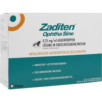 ZADITEN Ophtha Sine 0,25 mg/ml gotas para los ojos dosis única, 50 piezas