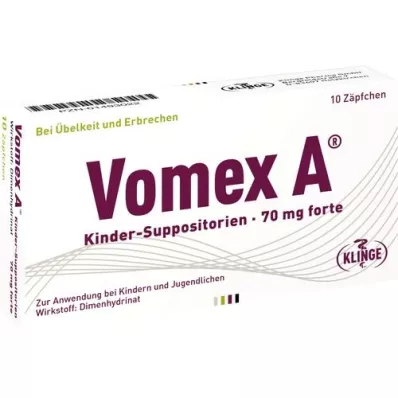 VOMEX A Supositorios para niños 70 mg forte, 10 piezas