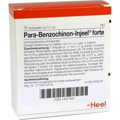 PARA BENZOCHINON Ampollas Injeel Forte, 10 piezas PARA BENZOCHINON Ampollas Injeel Forte, 10 piezas