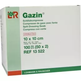GAZIN Compresas para hendiduras 10x10 cm estériles 8 veces, 50x2 piezas