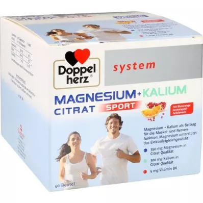 DOPPELHERZ Sistema de citrato de magnesio + potasio en gránulos, 40 unidades