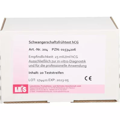 SCHWANGERSCHAFTS-FRÜHTEST Tiras reactivas de hCG en orina, 20 piezas