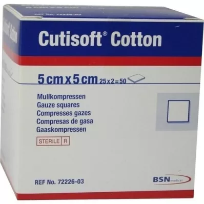 CUTISOFT Algodón 5x5 cm estéril, 25X2 uds