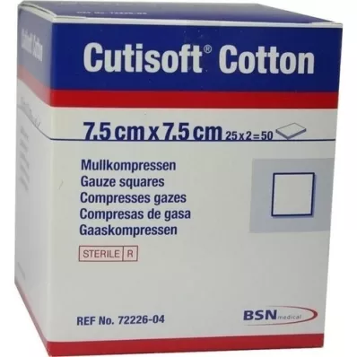 CUTISOFT Algodón compuesto 7,5x7,5 cm estéril, 25X2 uds