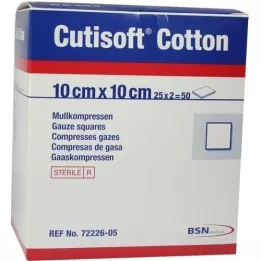 CUTISOFT Compr. algodón 10x10 cm estéril, 25X2 uds