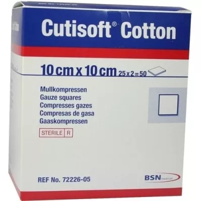CUTISOFT Compr. algodón 10x10 cm estéril, 25X2 uds