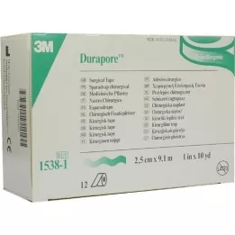 DURAPORE Yeso de seda, rollo de 2,5 cm x 9,1 m, 12 piezas