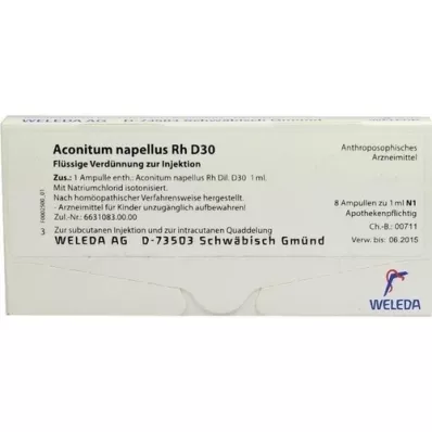 ACONITUM NAPELLUS Rh D 30 ampollas, 8X1 ml