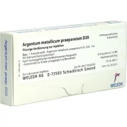 ARGENTUM METALLICUM praeparatum D 20 ampollas, 8 piezas