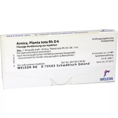 ARNICA PLANTA total Rh D 6 ampollas, 8X1 ml