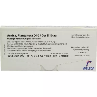 ARNICA PLANTA tota D 10/Cor D 10 aa ampollas, 8X1 ml