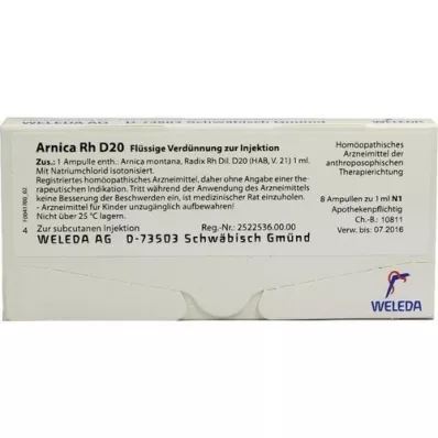 ARNICA RH D 20 ampollas, 8X1 ml