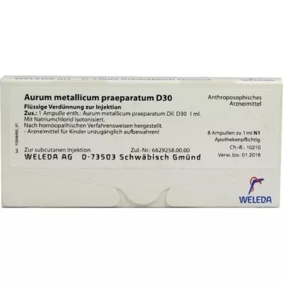 AURUM METALLICUM PRAEPARATUM D 30 ampollas, 8 piezas